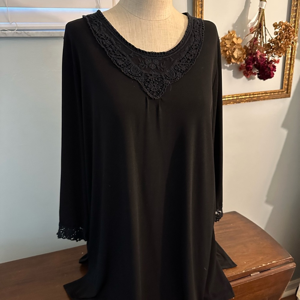 Maggie Barnes Black Tunic with Lace Detail